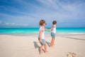 Little girls having fun during tropical beach Royalty Free Stock Photo