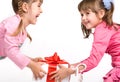 Little girls holding gift boxes Royalty Free Stock Photo