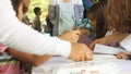 Little girls learning painting