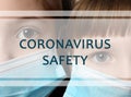 Little girls with medical masks. Coronavirus safety