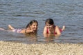 Little girls playing on the beach Royalty Free Stock Photo