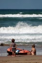 Little girls playing on the beach