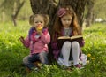 Little girls read book