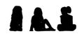 Little girls seated silhouettes set 1