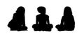 Little girls seated silhouettes set 2