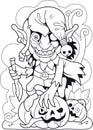 Little goblin, coloring book, funny illustration Royalty Free Stock Photo