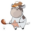 A little golfer cow. Cartoon Royalty Free Stock Photo