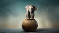 little elephant on ball generated by AI tool