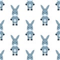 Little toy donkey, cute seamless background