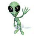 Little green alien waving Royalty Free Stock Photo