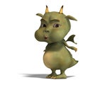 Little green cute toon dragon devil