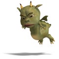 Little green cute toon dragon devil