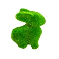 Little green rabbit on wooden floor, made from artificial grass