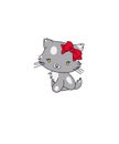 Little grey kitten wiht a red ribbon