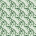 Little grey monstera leaves silhouettes seamless doodle pattern. Botany tropical foliage palm artwork