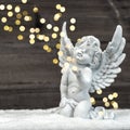 Little guardian angel with shiny lights. christmas decoration Royalty Free Stock Photo