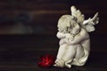 Guardian angel sleeping on dark background Royalty Free Stock Photo