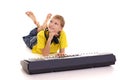little guy at piano Royalty Free Stock Photo