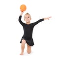 Little Gymnast Practicing with a Ball Royalty Free Stock Photo