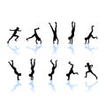 Little gymnast silhouettes Royalty Free Stock Photo