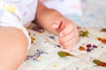 Little hand of sleeping baby newborn close up Royalty Free Stock Photo