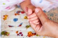 Little hand of sleeping baby newborn close up Royalty Free Stock Photo