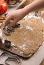 Little hands making the gingerbread cookies Royalty Free Stock Photo