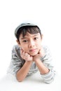 Little handsome boy portrait on white background Royalty Free Stock Photo