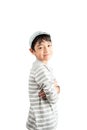 Little handsome boy portrait on white background Royalty Free Stock Photo