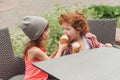 Happy boy and girl with icecream Royalty Free Stock Photo