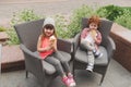 Happy boy and girl with icecream Royalty Free Stock Photo