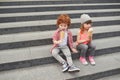 Happy boy and girl with icecream Royalty Free Stock Photo