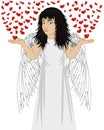 Little happy girl with angel wings beautiful, showing gesture Royalty Free Stock Photo