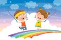 Little Happy Kids Skipping Rope Royalty Free Stock Photo