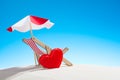 Little heart and chair for relaxing the beach Royalty Free Stock Photo