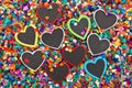 Little hearts on confetti