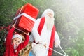 Little helper of Santa Claus brings gifts in a snow day Royalty Free Stock Photo