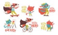 Little hero stickers with foxes and cats and lettering.