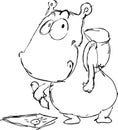 Little hippo drawing - vector sketch Royalty Free Stock Photo