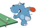 Little Hippo playing table tennis