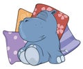 Little hippopotamus. Cartoon Royalty Free Stock Photo