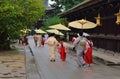 Little holy maidens at shrine, Kyoto Japan