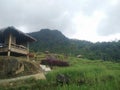 Little home of hills of under mountain ricefield view of daylight , fresh air here