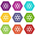 Little honeycomb icon set color hexahedron