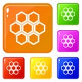 Little honeycomb icons set vector color