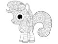 Little horse pony coloring vector for adults Royalty Free Stock Photo