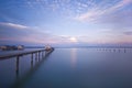 Little house at the end of the long jetty Royalty Free Stock Photo