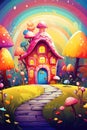 little house in magical world childish AI generated