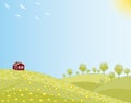 Little house in a spring field Royalty Free Stock Photo