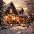 little house in winter generated by AI tool